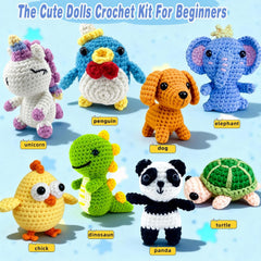 Cosminy 8Pcs Crochet Kit for Beginners, DIY Craft for Adults and Kids, Great Gift for Crochet Lovers, Crocheting Animal Kits with Step by Step Videos,Yarn,Crochet Hook,Birthday Holiday Gift