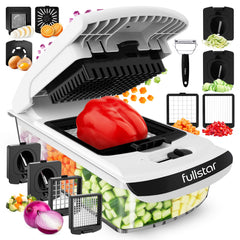 Fullstar Pro Original Vegetable Chopper - Chopper and Spiralizer - Food Chopper with Container, Fruit Cutter, Onion Dicer - All-in-One Prep Tool - Kitchen Gadgets and Gifts (4 in 1, White)