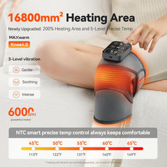 IKEEPFIT Cordless Knee Massager with Heat Vibration for Pain Relief, MAXwarm 4.0[2026 Upgraded] - Electric Heated Knee Brace with 5 Heat Levels and 3 Massage Mode, Gifts for Men Women (Grey, Pair)