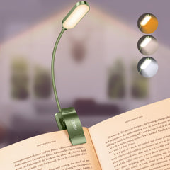 Gritin 16 LED Rechargeable Book Light for Reading in Bed | Eye Caring 3 Color Temperatures,Stepless Dimming Brightness,80 Hrs Runtime,Lightweight Flexible Clip on Light for Book Lovers